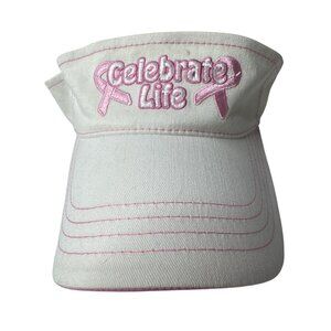 Imperial Celebrate Life Breast Cancer Awareness White & Pink Cotton Visor Hat Ad